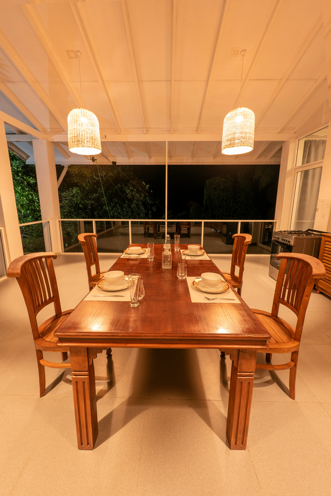Dining area at night