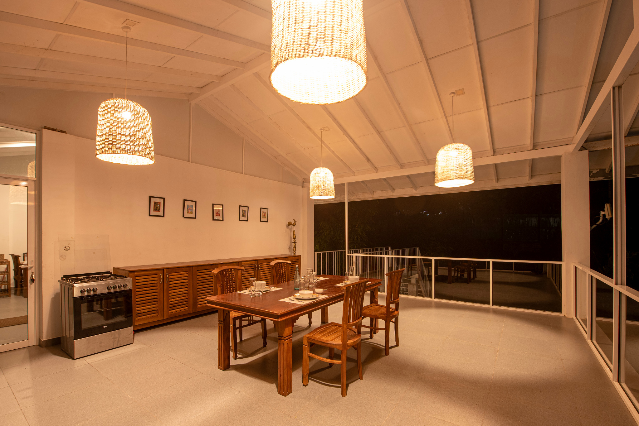 Open dining and kitchen area